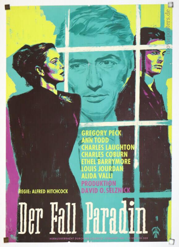 The Paradine Case (German DIN A1 WA 1961 poster - Nacken artwork)